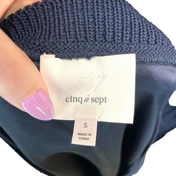 Cinq à Sept Olimpia Tie-Side Sleeveless Silk‎ Tank Top Navy Blue Size Small - Picture 9 of 11